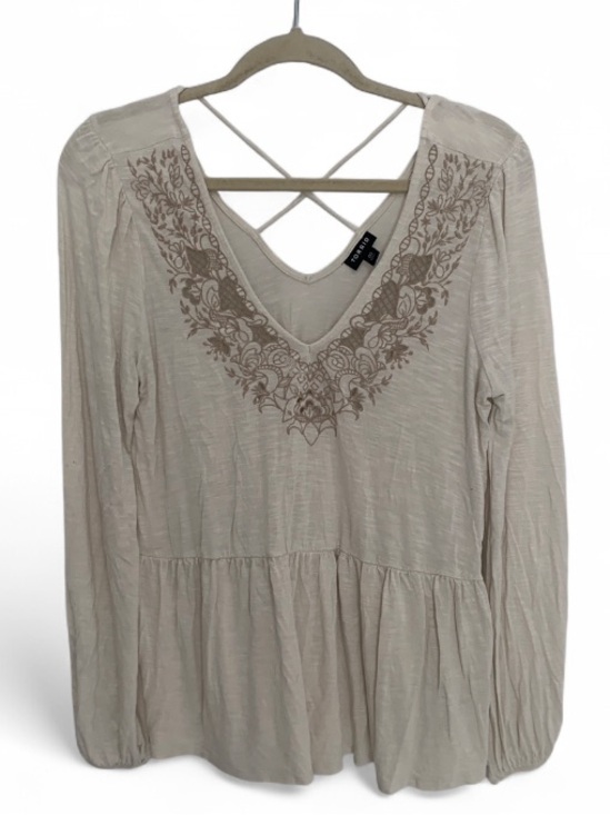 torrid Tops - torrid Cream V-Neck Embroidered Peplum Boho Long Sleeve Blouse